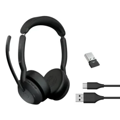 Jabra Evolve2 55 Link380a MS Stereo - Micro-casque stéréo sans fil avec USB-A certifié pour Microsoft Teams
