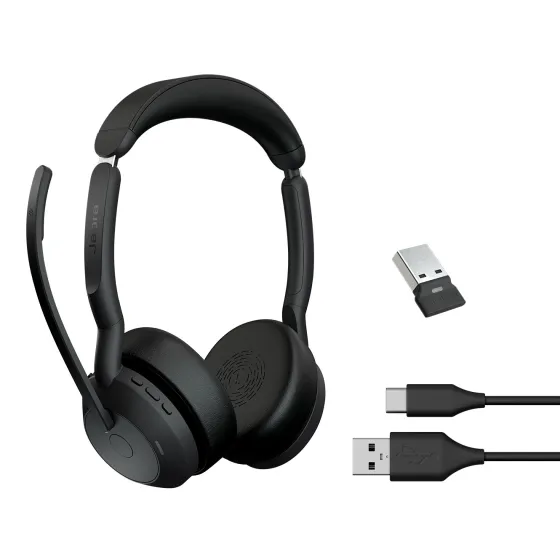 Jabra Evolve2 55 Link380a UC Stereo - Micro-casque stéréo sans fil avec USB-A