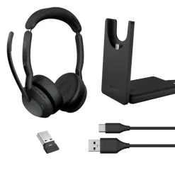 Jabra Evolve2 55 Link380a UC Stereo - Micro-casque stéréo sans fil avec USB-A socle de chargement inclus