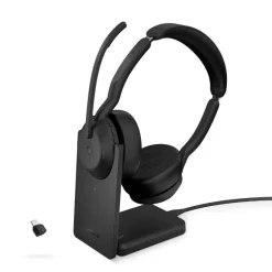 Jabra Evolve2 55 Link380c MS Stereo - Micro-casque stéréo sans fil avec USB-C - certifié pour Microsoft Teams socle de chargement inclus