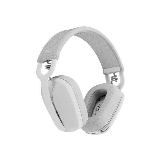 Logitech Zone Vibe Casque sans fil avec adaptateur USB-C via Bluetooth, circum-auriculaire - Certifié pour Microsoft Teams, gris-blanc