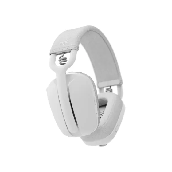 Logitech Zone Vibe Casque sans fil avec adaptateur USB-C via Bluetooth, circum-auriculaire - Certifié pour Microsoft Teams, gris-blanc