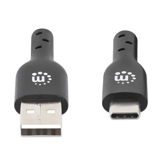 Manhattan Câble USB-C vers USB-A, mâle vers mâle, noir, 480 Mbps (USB 2.0), 1 m