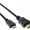 Mini câble HDMI InLine, câble HDMI haute vitesse, prise A à C, noir, 2m