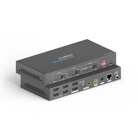 OneAV Switch HDMI 4x2 4K 18Gbps avec mise à l'échelle et extraction audio