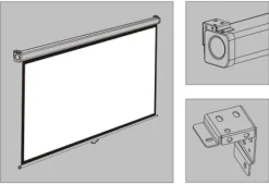 Optoma DS-9084PMG+ Écran de projection enroulable, 186 x 104,5 16:9, blanc mat