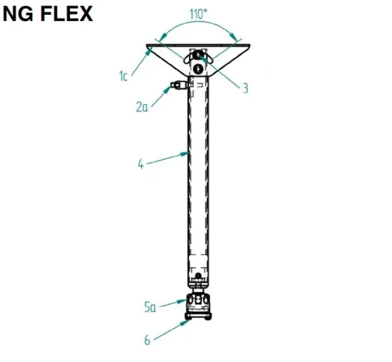 PeTa Support plafond NG Flex, 40-70cm avec levier de serrage