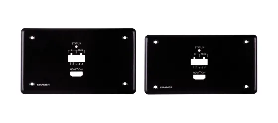 Platine murale récepteur HDBT Kramer WP-789R/EU-PANEL-SET-80/86(B) avec RS-232 et retransmission IR, absorption de tension PoE
