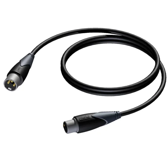 Procab CLA901/1 câble microphone 1x XLR mâle vers 1-XLR femelle, contacts plaqués or, longueur 1 m, noir