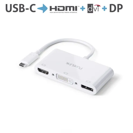 Purelink IS250 Adaptateur USB-C vers HDMI, DisplayPort, DVI 0,10m blanc