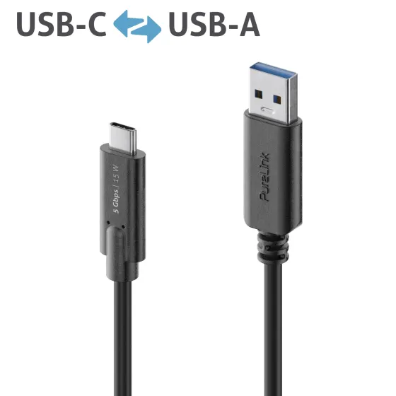 Purelink IS2601-010 Câble USB-C vers USB-A 1 m, noir