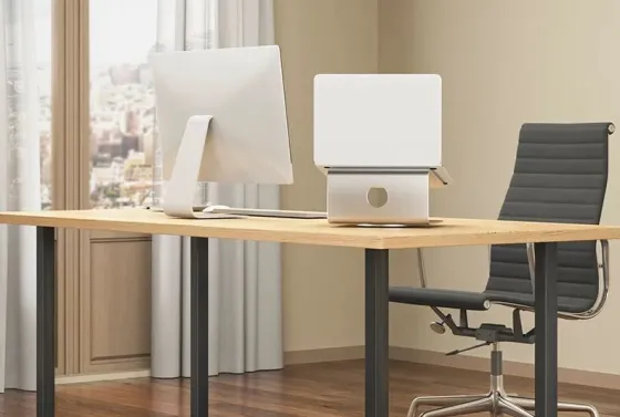 Rehausseur de bureau Neomounts NSLS050 pour ordinateur portable - 10"-17", argenté (pivotant)