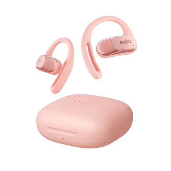 SHOKZ OpenFit Air Casque Bluetooth design à oreillettes ouvertes avec 28 heures d'autonomie | Couleur : Rose