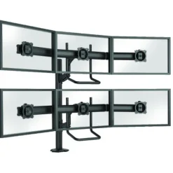 Support de bureau Chief KONTOUR K4G320B pour 3x2 écrans de 10"-24" - noir (réglable en profondeur, inclinable et pivotant)