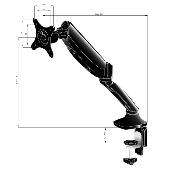Support de bureau iiyama DS3001C-B1 à bras pneumatique articulé