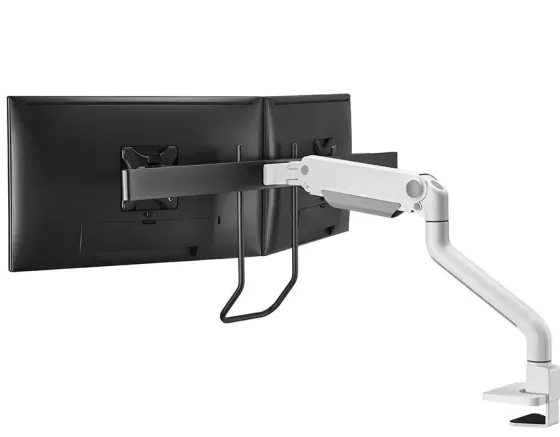Support de bureau Neomounts DS75S-950WH2 pour 2 écrans de 17"-27" - blanc (inclinable, rotatif et pivotant)