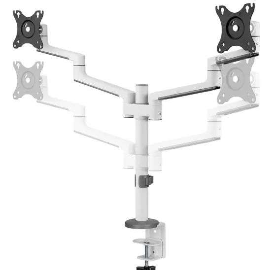 Support de bureau Neomounts DS60-425WH2 pour 2 écrans 27" - blanc (inclinable, rotatif et pivotant)