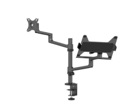 Support de bureau Neomounts DS20-425BL2 entièrement mobile - pour écrans 17-27" & ordinateurs portables 11,6-17,3" (inclinable, rotatif et pivotant), noir