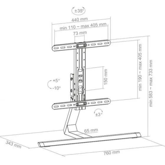 Support de table fixe Hagor HA Tablestand réglable en hauteur manuellement - 32-55" (inclinable et pivotant)