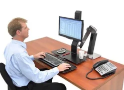 Support Ergotron WorkFit-A, LD simple avec plan de travail+.