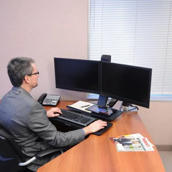 Support Ergotron WorkFit-A, double, avec surface de travail+