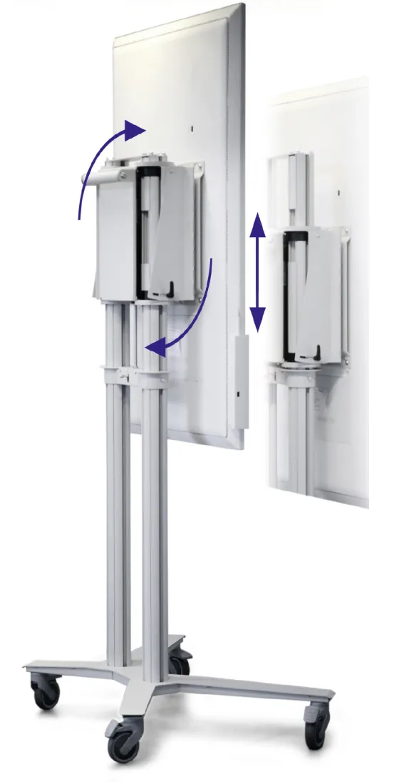 Support mobile PeTa Flip Lift réglable en hauteur manuellement, pour le Samsung Flip WM55H/R + WM65R, gris clair