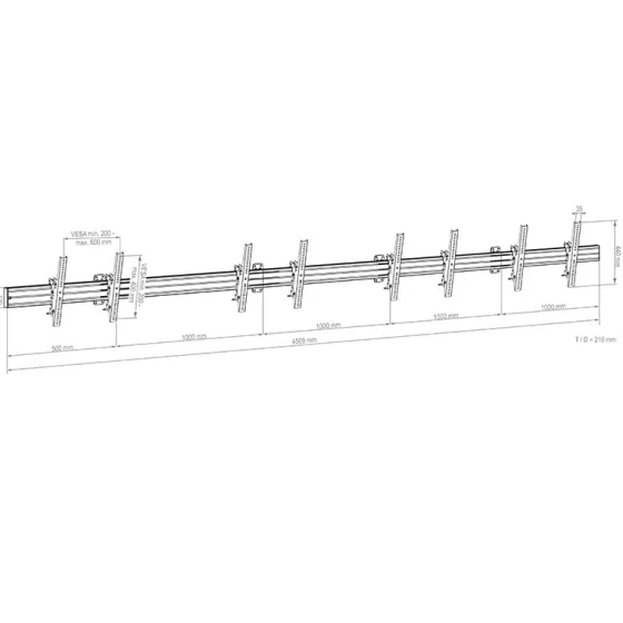 Support mural Hagor comPROnents® Menuboard pour 4 Displays - 46"-65" (Paysage, inclinable)