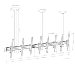 Support plafond Hagor comPROnents® Menuboard pour 4 Displays - 46