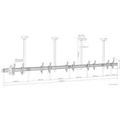 Support plafond Hagor comPROnents® Menuboard pour 5 Displays - 46