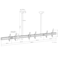 Support plafond Hagor comPROnents® Menuboard pour 3 Displays - 46