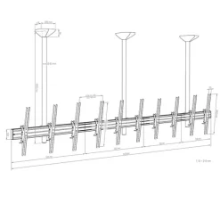 Support plafond Hagor comPROnents® Menuboard pour 5 Displays - 46