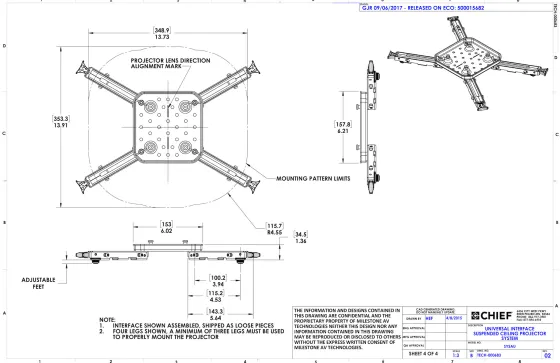Support pour plafond suspendu Chief SYSAUW