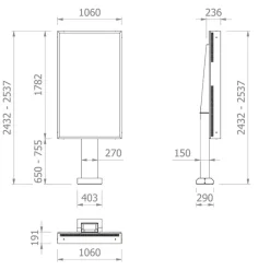 Support sur pied Hagor ScreenOut® OH 75 - Stèle d'extérieur pour Samsung série OH 75 - Portrait