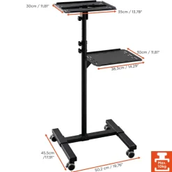 Table mobile de présentation celexon PT3020 pour vidéoprojecteur, à 2 plateaux - Noir