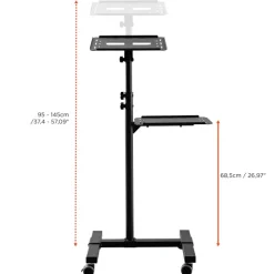 Table mobile de présentation celexon PT3020 pour vidéoprojecteur, à 2 plateaux - Noir