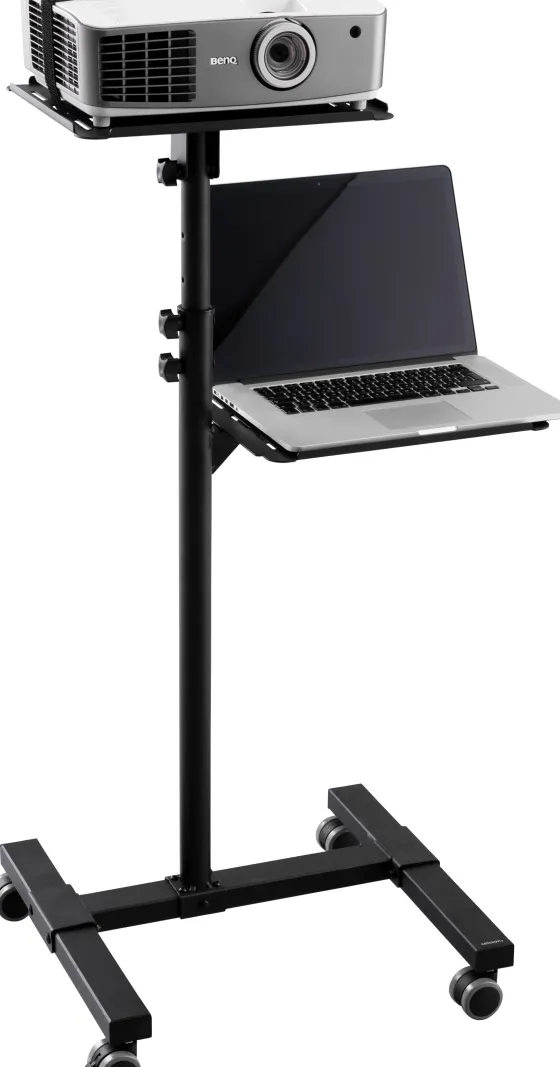 Table mobile de présentation celexon PT3020 pour vidéoprojecteur, à 2 plateaux - Noir
