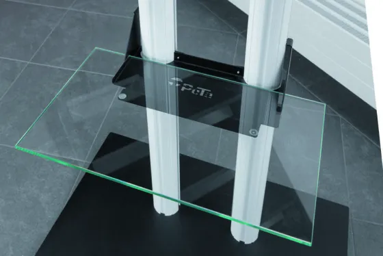 Tablette en verre PeTa pour support sur pied PeTa II + Flip