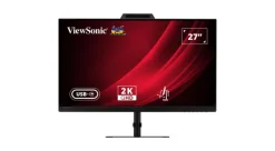 ViewSonic VG2741V-2K Écran de visioconférence QHD de 27 pouces avec port USB-C et webcam certifiée Windows Hello