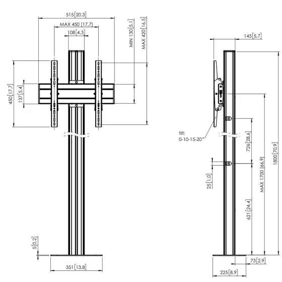 Vogels FM1844S support au sol - Taille maximale de l'écran : 65 pouces