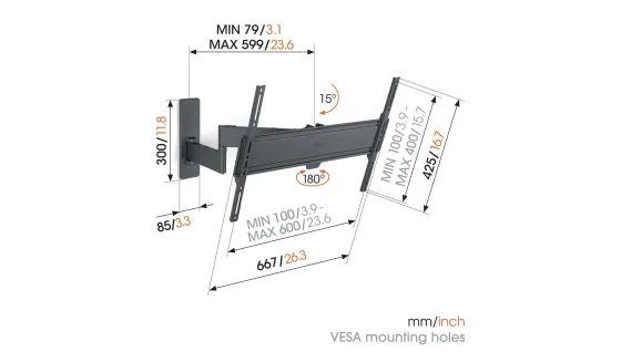 Vogels TVM 1645 Support mural pivotant pour téléviseur