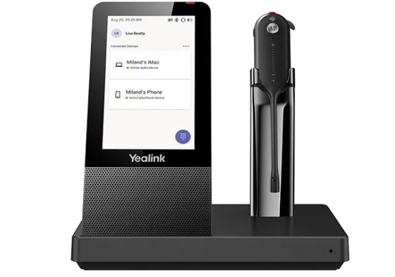 Yealink WH67 - Micro-casque sans fil DECT / Bluetooth convertible dans l'oreille, certifié Microsoft Teams (avec station de travail)